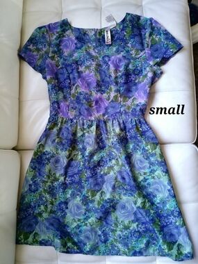 Mimi Chica Purple and Green Floral Midi Dress